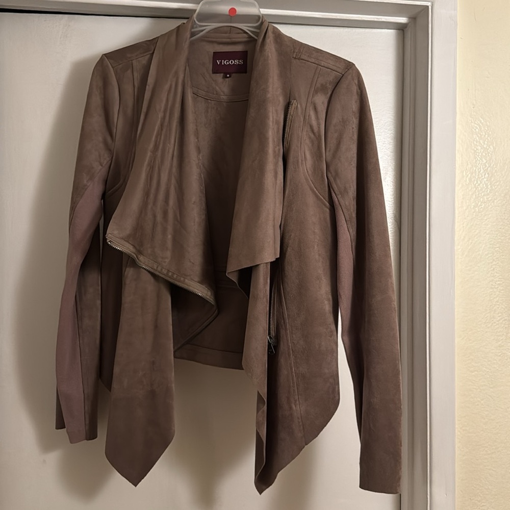 Women's Taupe Vigoss Faux Suede Jacket